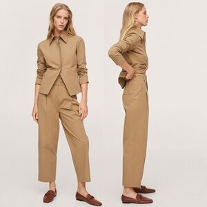 MANGO PLEAT DETAIL COTTON PANTS size S